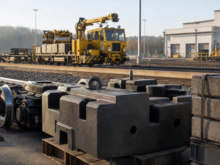 Spoorwegbouw en gietijzeren tegengewichten