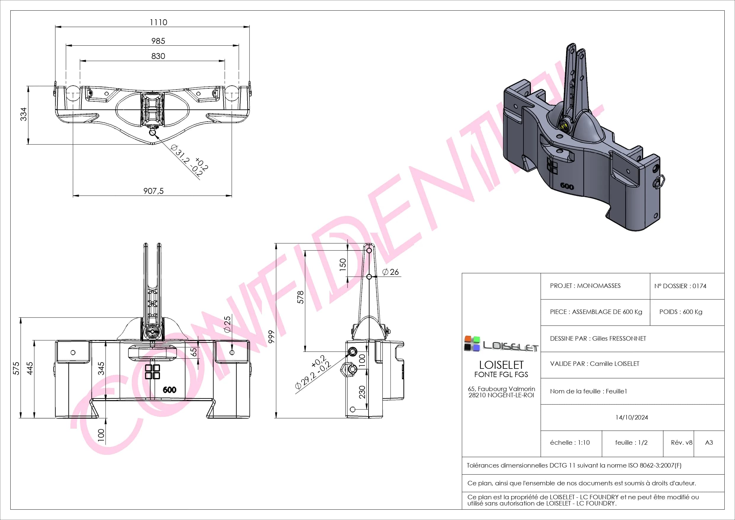 Assemblageplan - 600 kg