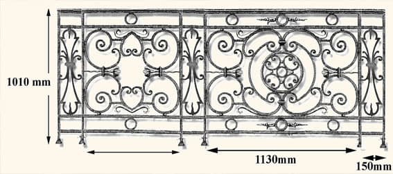 Balustrade, sierlijke leuning in gietijzer
