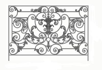 Balustrade, sierlijke leuning in gietijzer