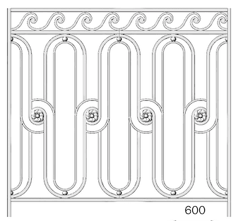 Balustrade, sierlijke leuning in gietijzer