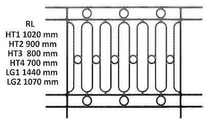 Balustrade, sierlijke leuning in gietijzer