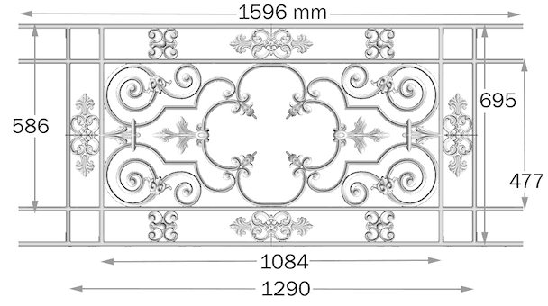 Balustrade, sierlijke leuning in gietijzer