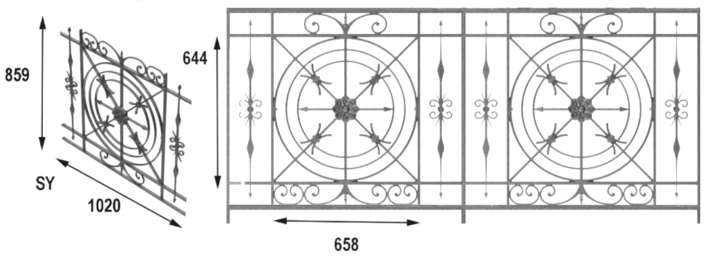 Balustrade, sierlijke leuning in gietijzer